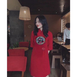 [ BIGSIZE ] Đầm đỏ thêu tết 55-90kg