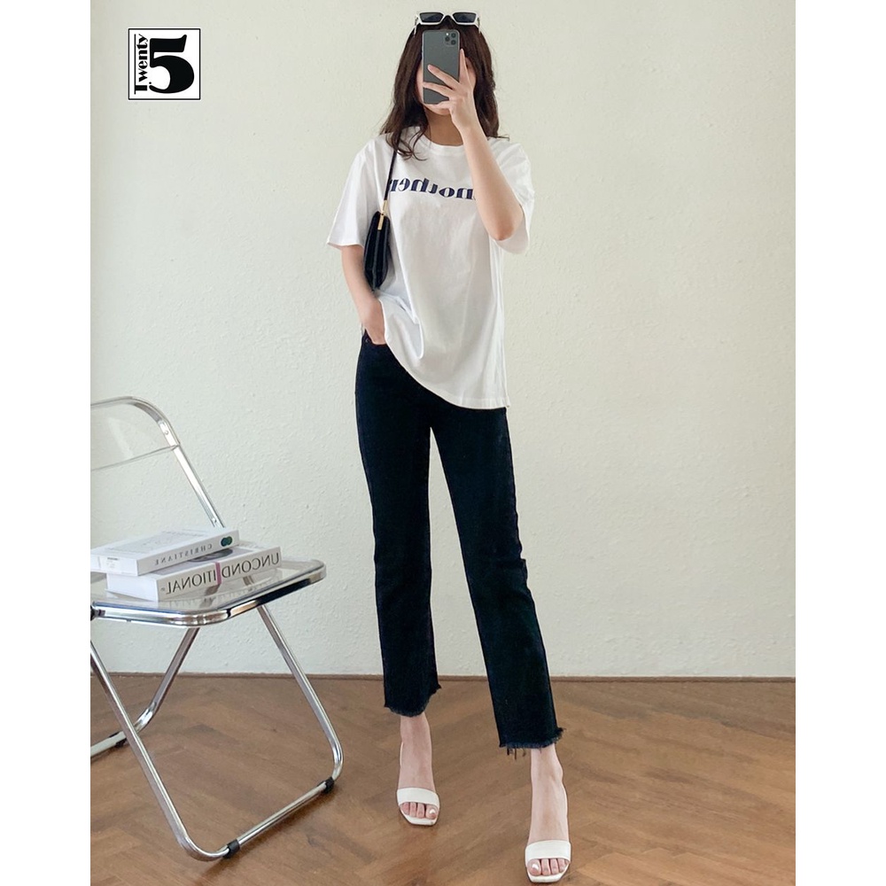 Quần jeans nữ ống đứng gấu tua rua chất co giãn cực năng động