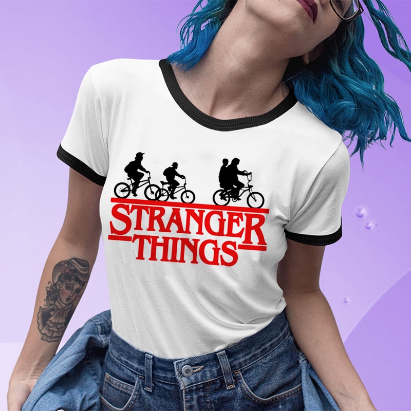 Áo Thun Tay Ngắn In Chữ Stranger Things 4 Thời Trang Cho Nữ