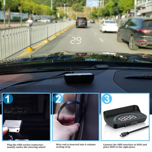 Hub kính lái dành cho xe hơi, thiết bị hiển thị thông tin của xe trên kính lái hàng cao cấp chống loá thiết kế gọn gàng