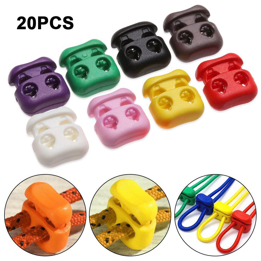 Set 20 Nút Chặn Dây Giày Bằng Nhựa Hai Lỗ 4mm