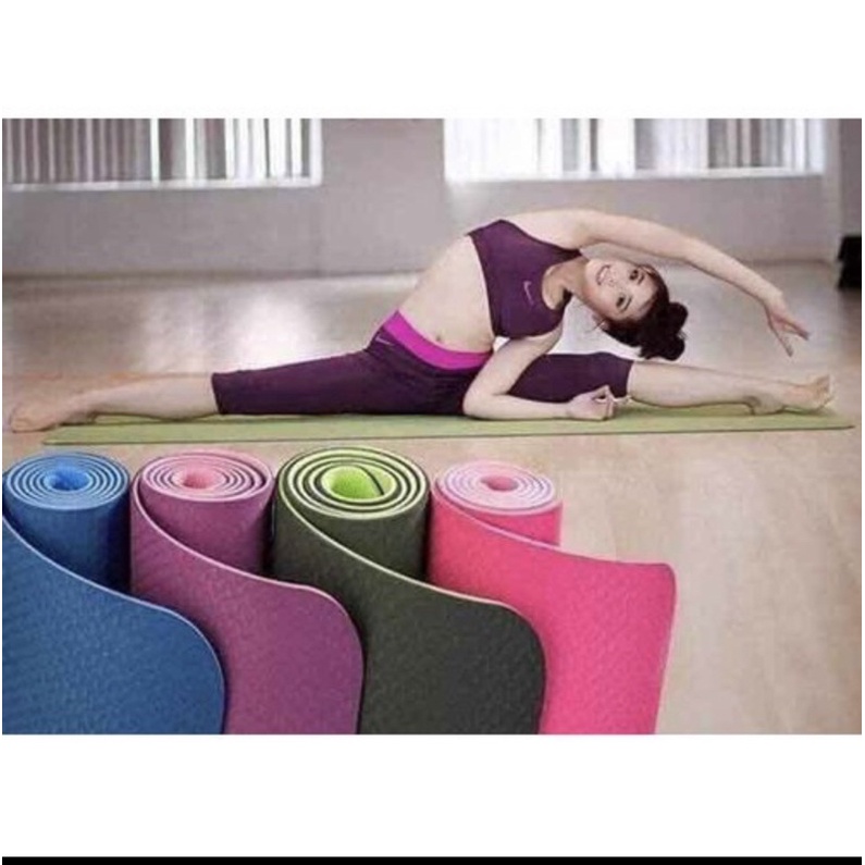 Thảm tập YoGa-thảm tập GYM 6mm chống trượt tập thể dục 2 lớp không trơn trượt