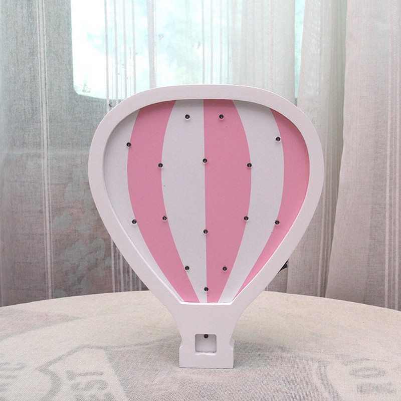 ONE  Creative Wooden Hot Air Balloon Shape Lamp LED Colorful Night Light Home Bar