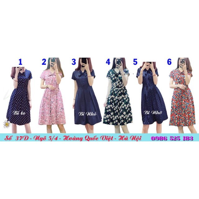 (đã cập nhật)Đầm xòe cổ nơ chấm bi CC27 cao cấp