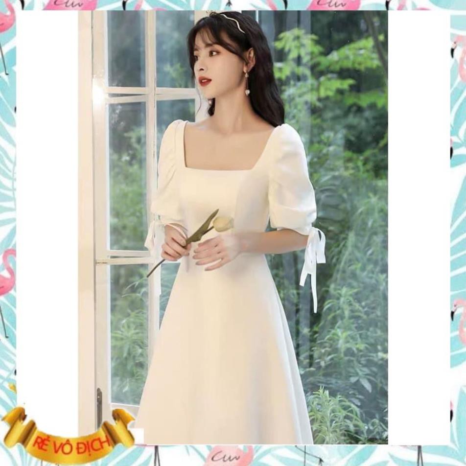 Đầm trắng tinh khôi cổ vuông tay bồng thắt nơ - Lina dress | BigBuy360 - bigbuy360.vn