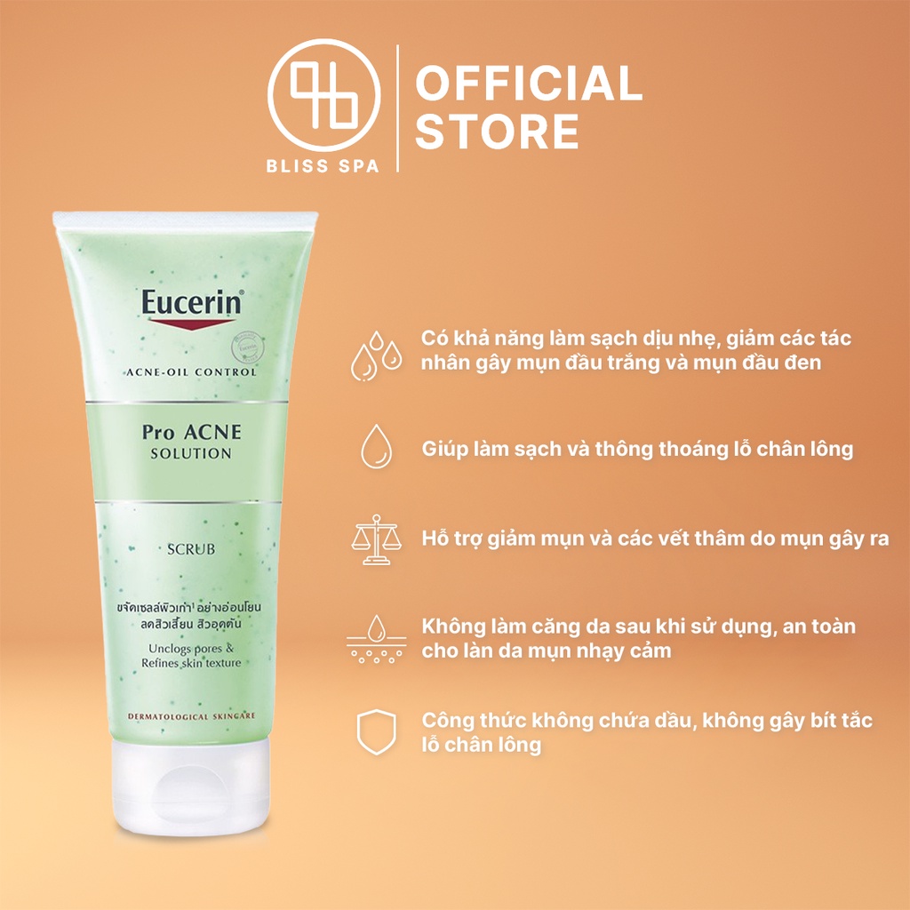 Gel Tẩy Tế Bào Chết Không Dầu Eucerin Dành Cho Da Nhờn Mụn Pro ACNE Solution Scrub 100ml - Bliss Spa