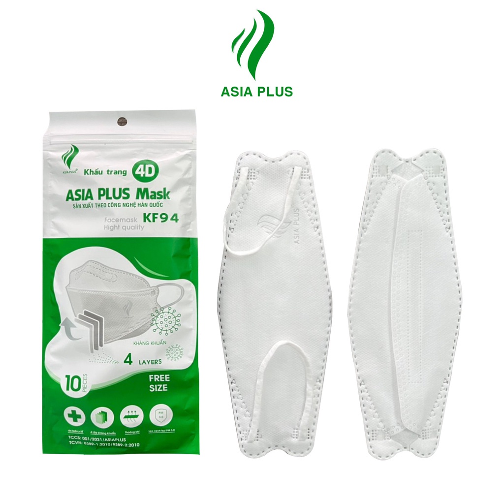 Khẩu trang KF94 ASIA PLUS 4D Combo 5 túi