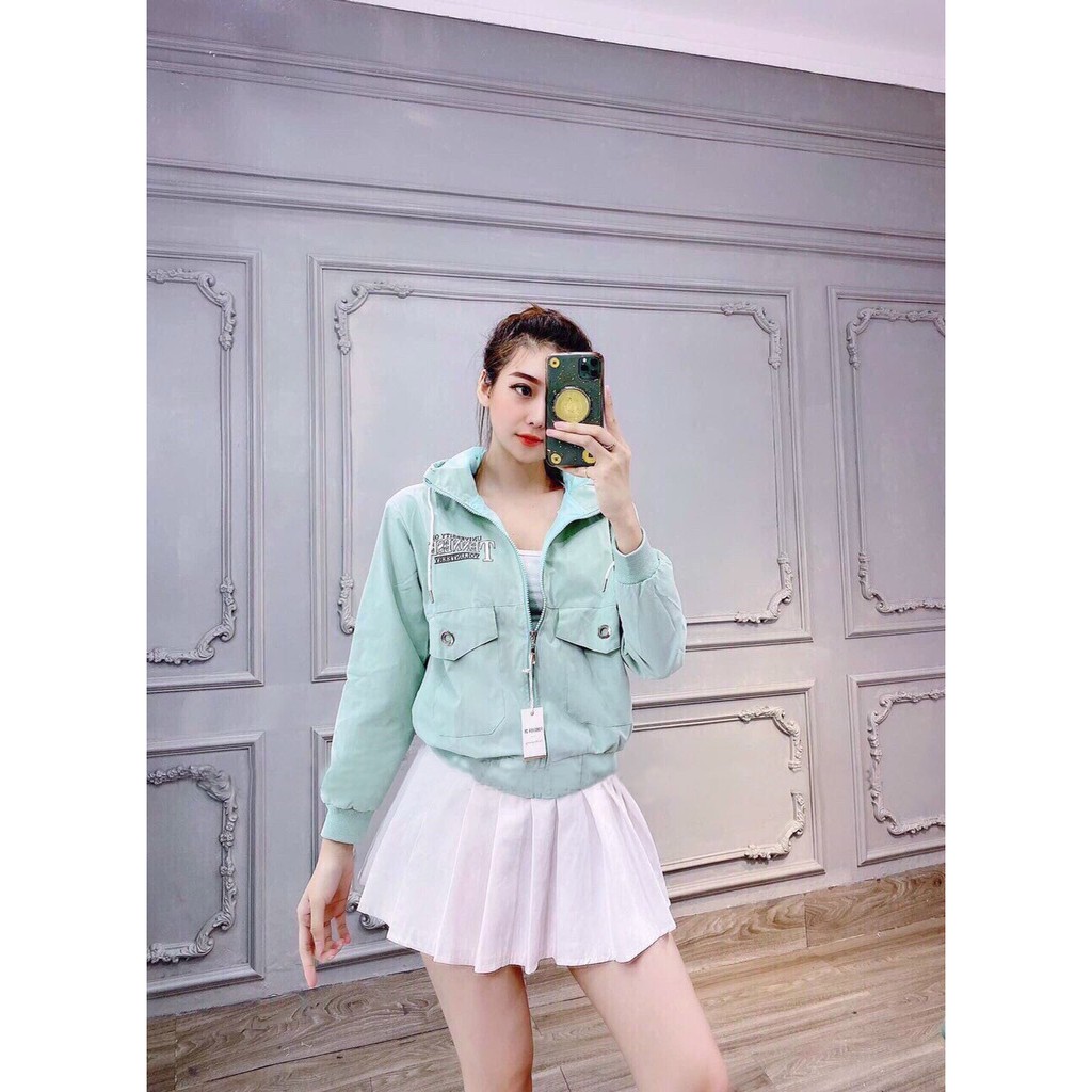 Áo khoác dù nữ có mũ form rộng chống nắng form ôm eo in chữ Bycicle MQ Fashion KD11