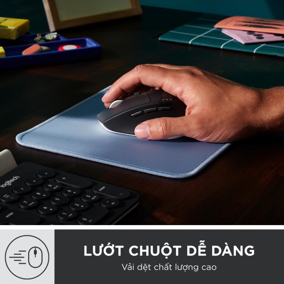 Bàn di chuột Logitech Mousepad Studio Series - Đế cao su chống trượt lướt dễ dàng, bền bỉ, nhỏ gọn