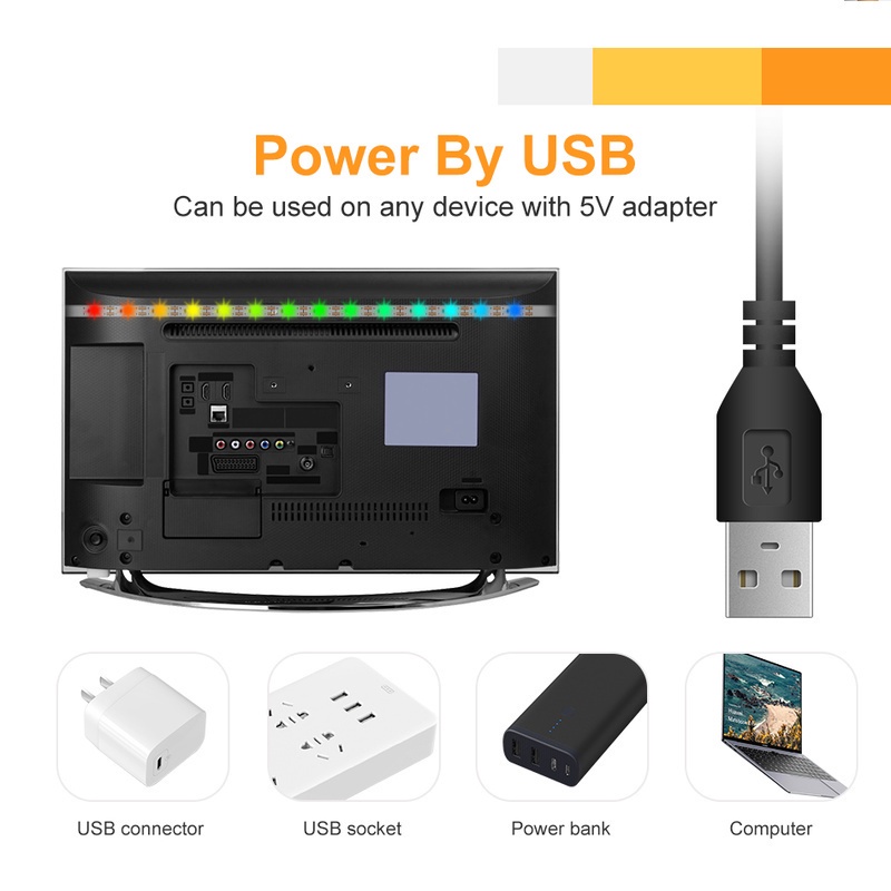 Dây Đèn LED Màu RGB USB Trang Trí 0.5/1/2/3/4m 16 Màu