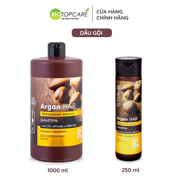 Dầu gội phục hồi tóc hư tổn Dr. Sante Argan Hair 1000ml - BioTopcare Official