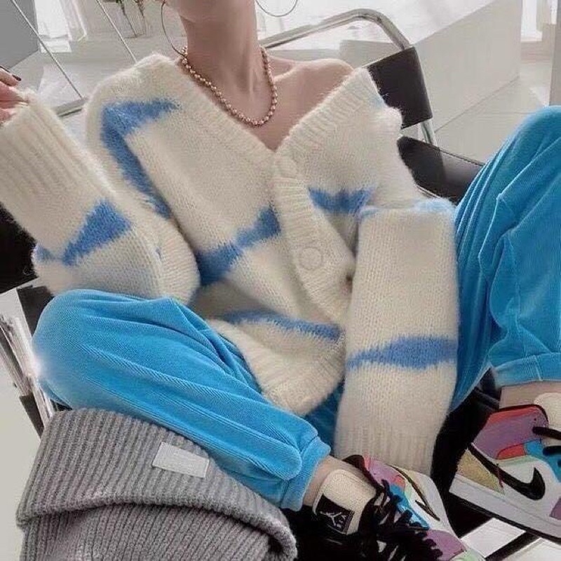 ÁO CARDIGAN LEN LÔNG MỊN DÀY LOANG MÀU