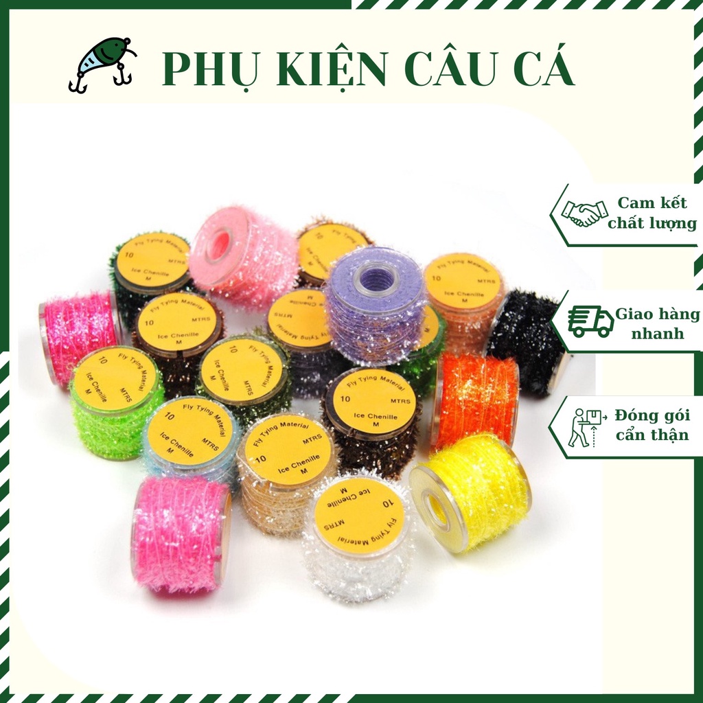 Sợi chỉ bông kim tuyến buộc mồi câu cá