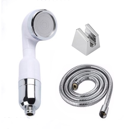Bộ củ sen chất liệu hợp kim một đường nước lạnh + Tay sen nhựa ABS trắng Bóng lọc to đủ bộ - QM.CS02.TS014B3