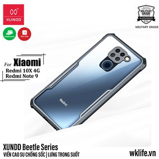 Ốp XUNDD Redmi Note 9 / Note 10X 4G viền dẻo chống sốc lưng PC cứng trong suốt chống ố
