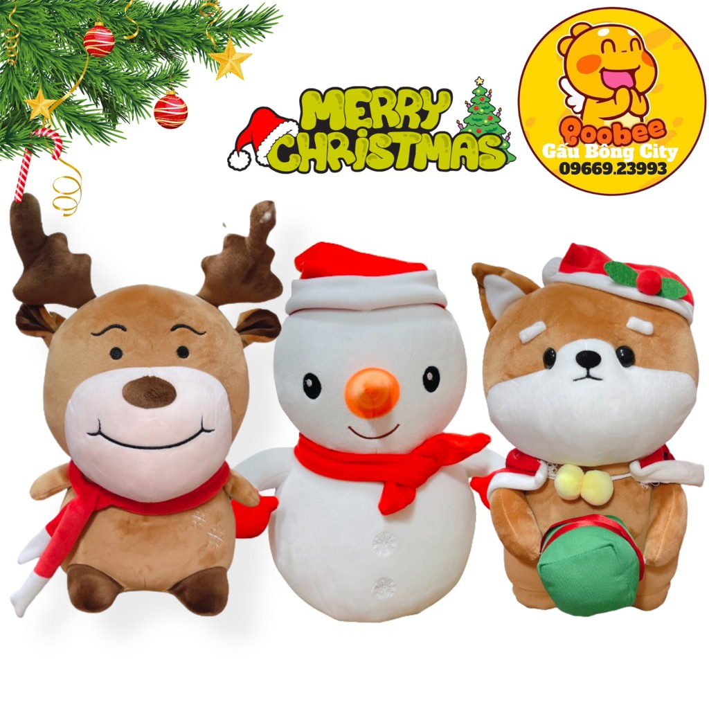 Gấu Bông Chó Shiba Người Tuyết Tuần Lộc - Merry Christmas - Giáng Sinh Noel - Ông Già Nô En Quà Tặng Thú Nhồi Bông
