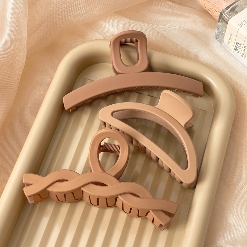 Bộ Kẹp Tóc Càng Cua Lớn Màu Trơn Nhám Phong Cách Vintage Thời Trang Cho Nữ