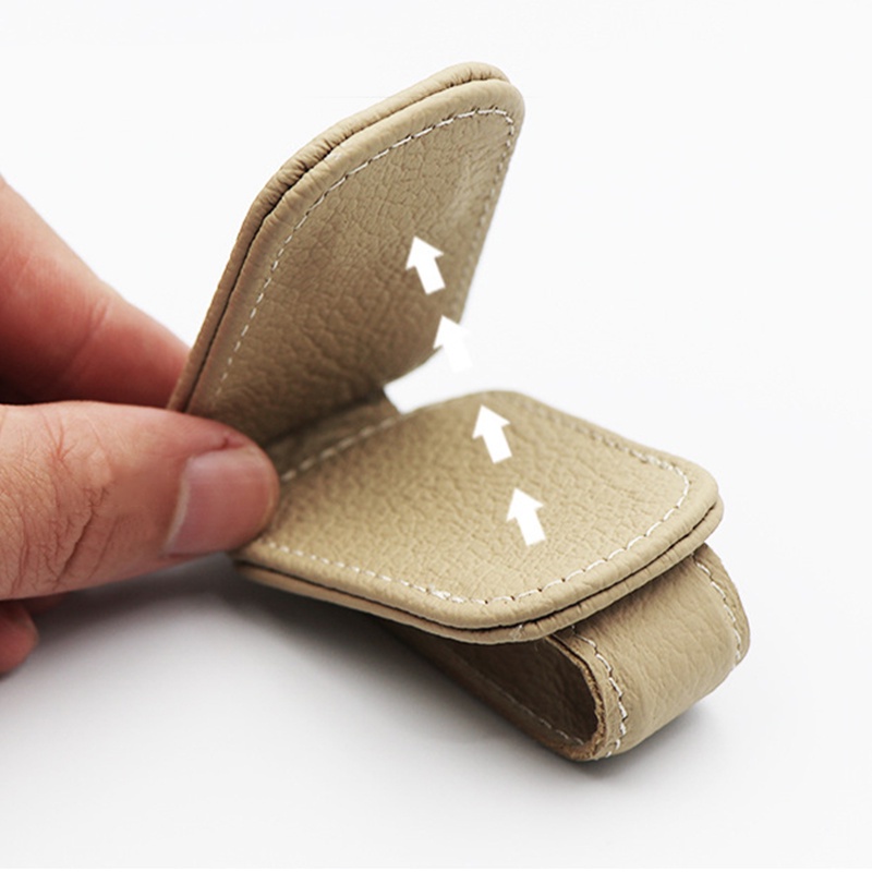 Kẹp giữ mắt kính SEAMETAL bằng da gắn tấm che nắng xe hơi