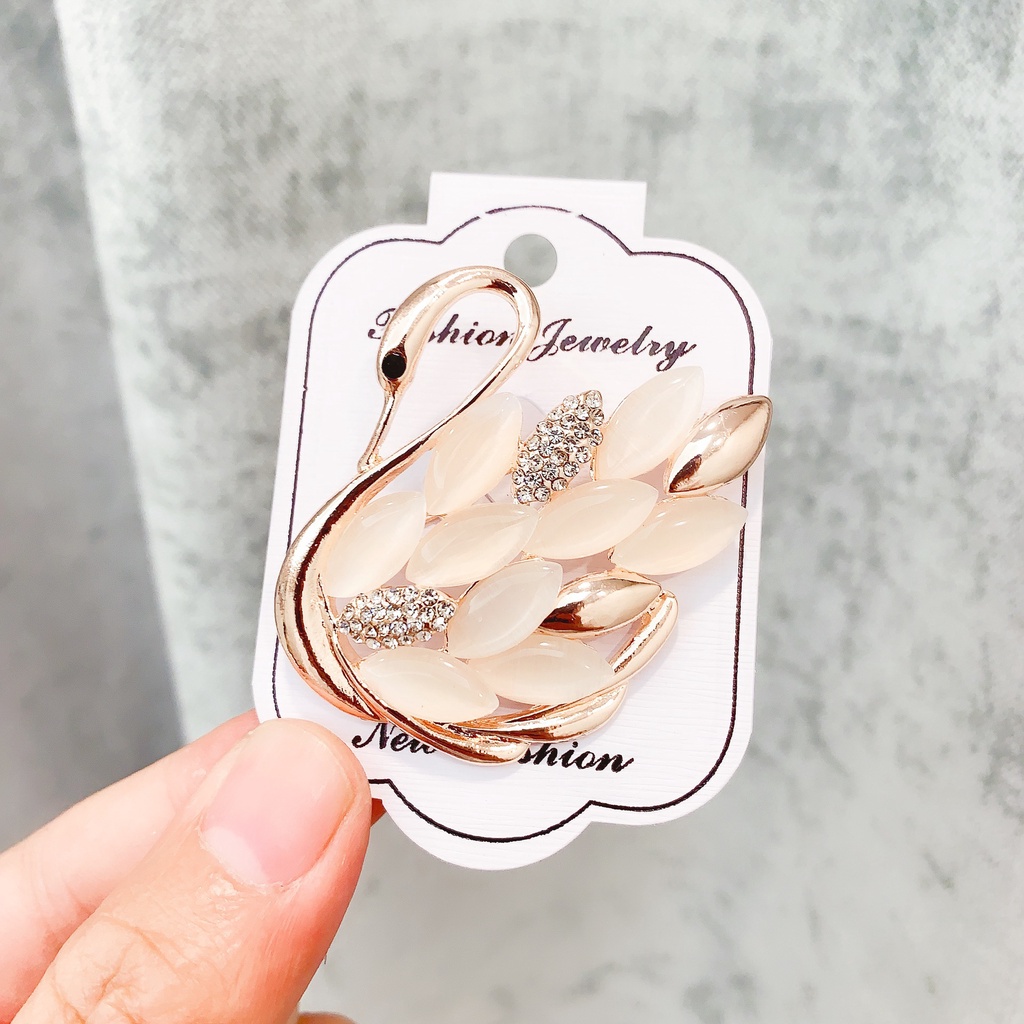 Ghim Cài Áo Hình Thiên Nga Đính Đá Nhân Tạo Thời Trang Cho Nữ