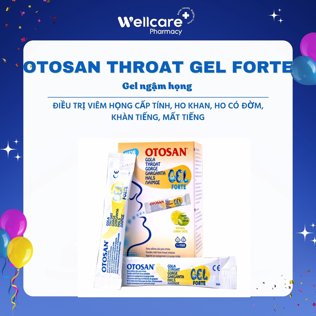Gel ngậm họng Otosan Throat Gel Forte – Hỗ trợ giảm ho, viêm họng, đau rát họng và mất tiếng người lớn và trẻ em