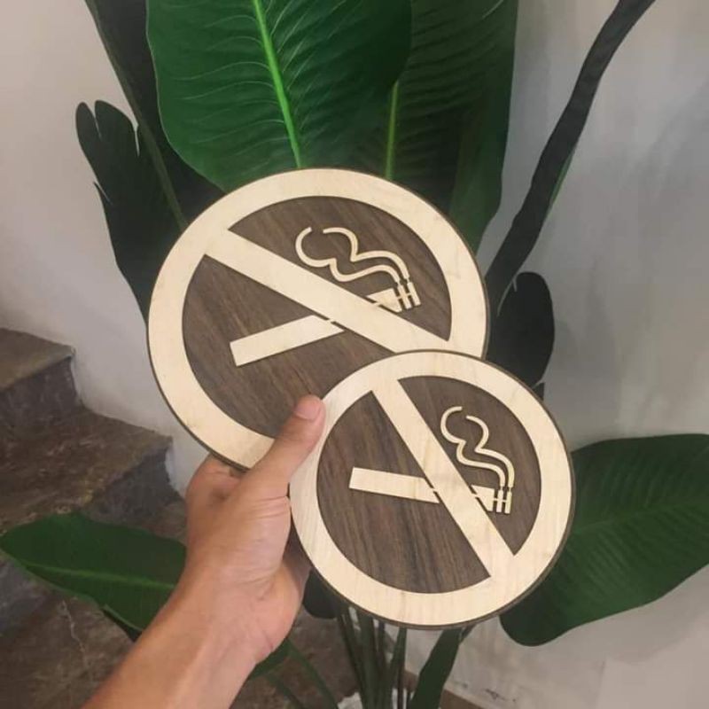Bảng gỗ cấm hút thuốc [ No Smoking]