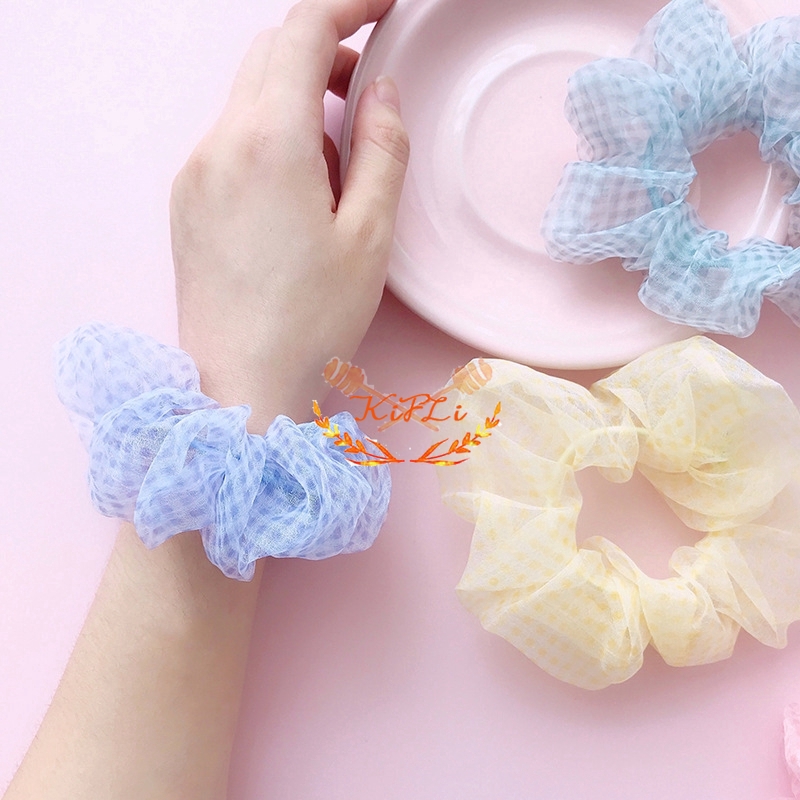 Dây Cột Tóc Lưới Co Giãn Trong Suốt Nhiều Màu Phong Cách Hàn Quốc Xinh Xắn