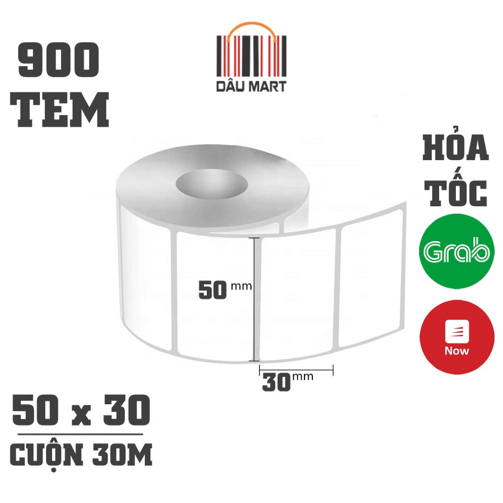 Cuộn 900 tem trà sữa 50x30 - Tem nhiệt in tem nhãn, in mã vạch, in tem phụ 50x30mm - 5x3cm