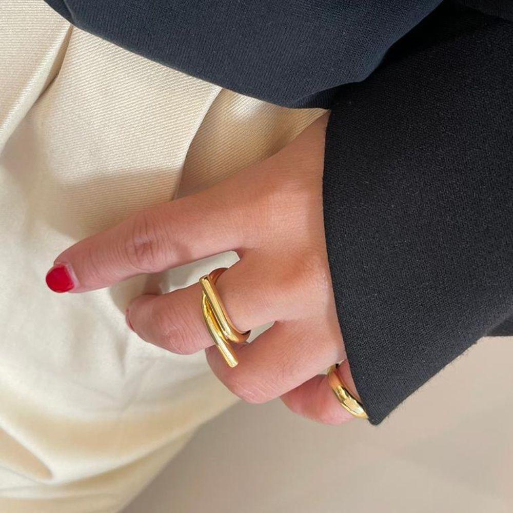 Nhẫn Đeo Chéo MXGOODS|Khuyên Tai Dạng Hở Màu Trơn Sáng Tạo Cá Tính Cho Nữ