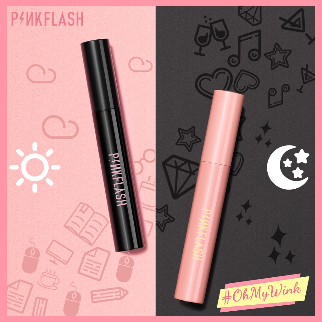 PINKFLASH Set 2 Mascara Chuốt Mi Chống Nước Cho Ngày Và Đêm Tiện Dụng Chất Lượng Cao