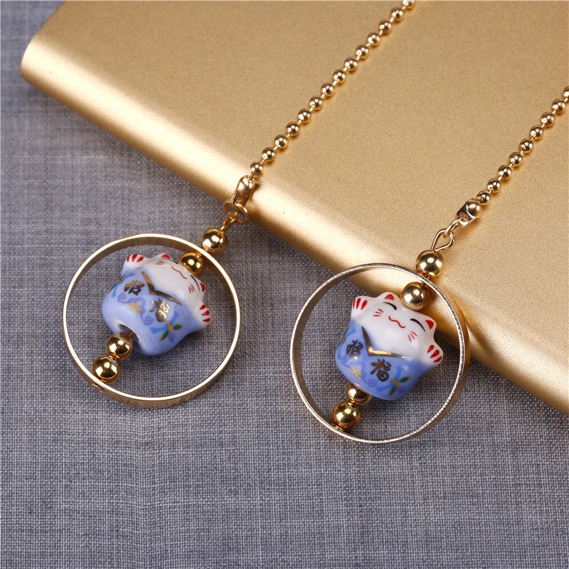 Dây Treo Trang Trí Xe Hơi Hình Mèo May Mắn Dễ Thương Sáng Tạo