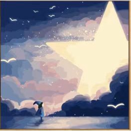 Bộ tranh sơn dầu số hoá DIY s002 hình phong cảnh nổi tiếng 20x20cm