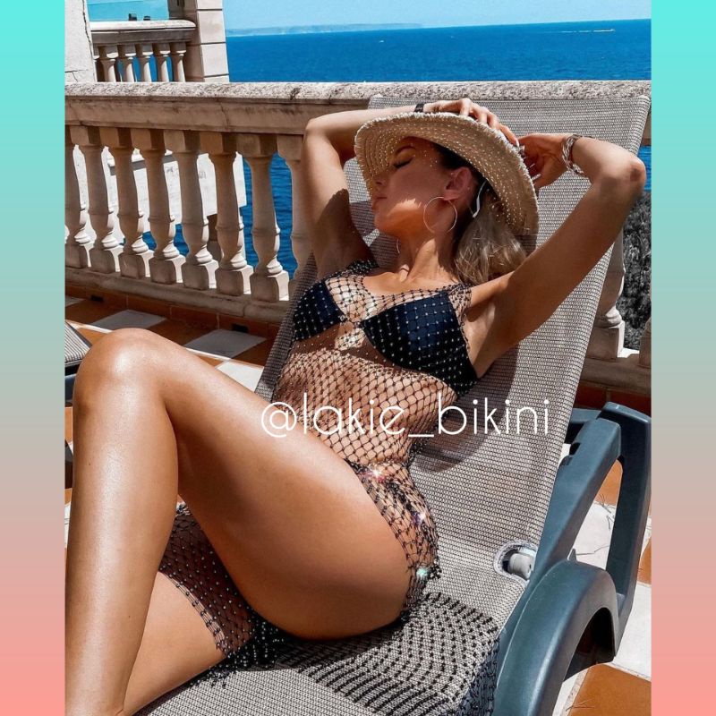 Váy Lưới Đính Đá Lấp Lánh Cover Bikini Đi Biển Cao Cấp Ngọc Trinh