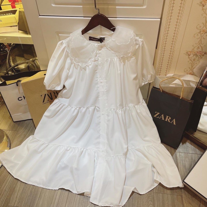 Vây babbydoll cổ ren trắng | BigBuy360 - bigbuy360.vn