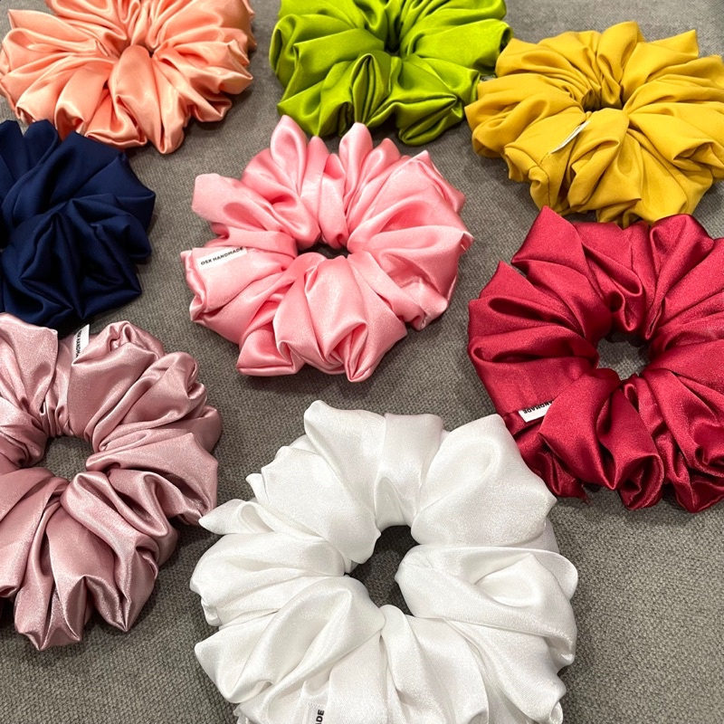 Buộc tóc Scrunchie Handmade bigsize vải phi vải lụa - Ảnh thật shop chụp