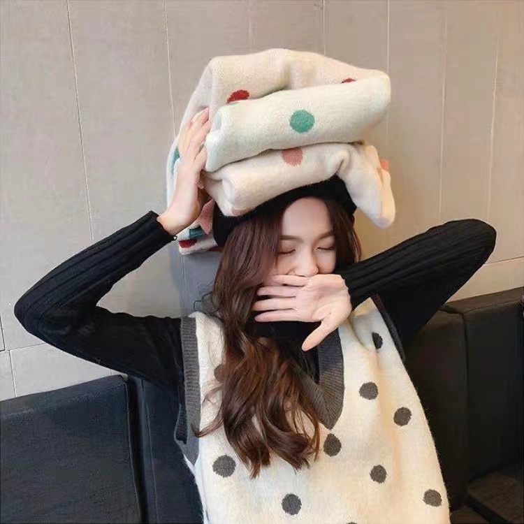 Áo len NZN không tay cổ chữ V họa tiết chấm bi thời trang thu đông cho nữ