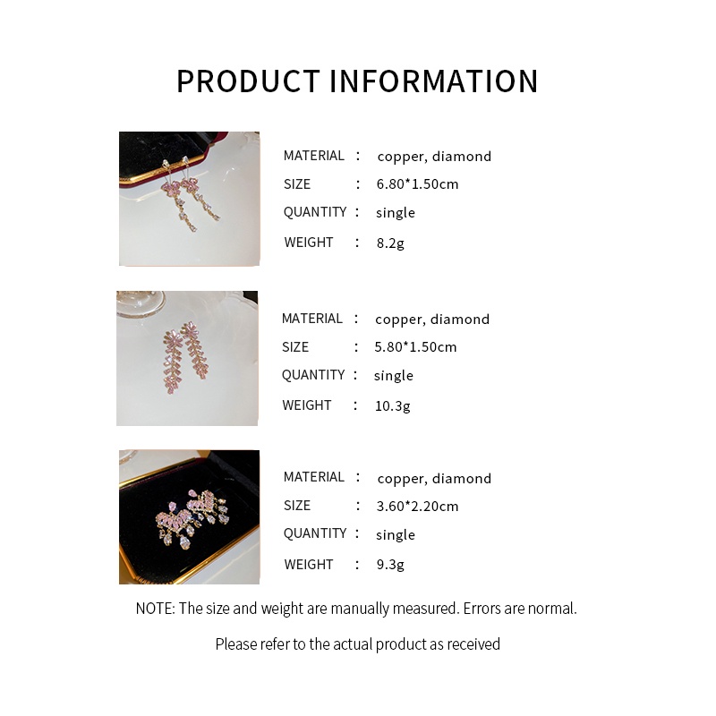 Khuyên tai DREJEW 1 tua rua dáng dài bằng bạc đính đá zircon sang trọng