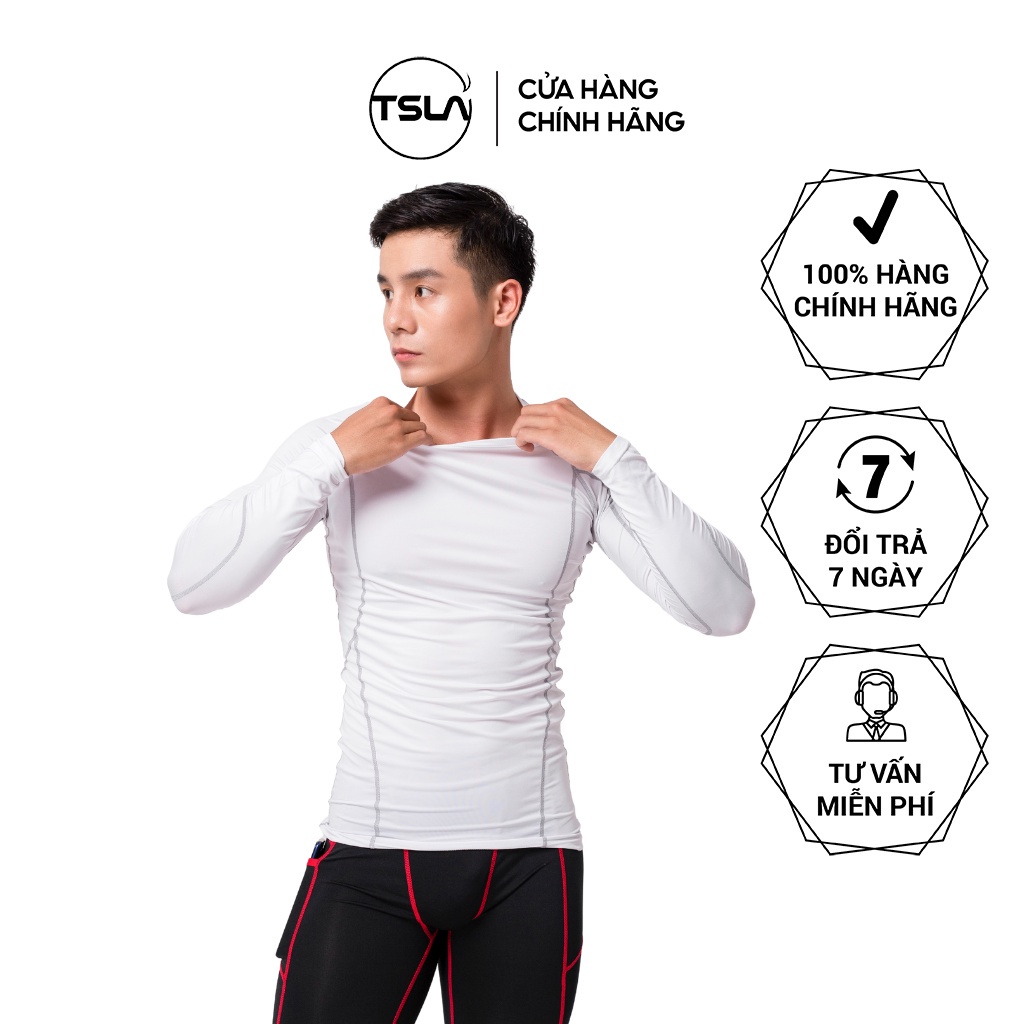 Áo giữ nhiệt thể thao nam dài tay cổ tròn TSLA lót lông chất thun form ôm body co giãn bóng đá gym thu đông TST2018 !