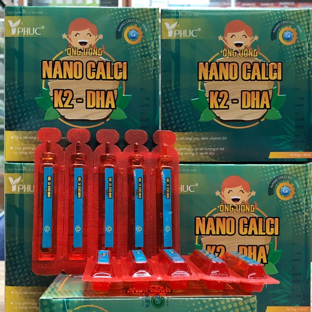 Ống uống nano Calci K2 – DHA Y phúc – Hỗ trợ tăng chiều cao cho trẻ, giảm loãng xương (10 ống)