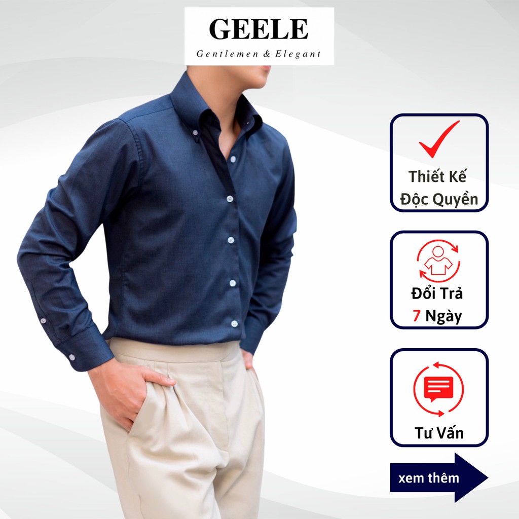 Áo Sơ Mi Nam Dài Tay GEELE Cổ Button Down Form Regular FIT