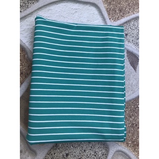 Vải thun cotton co giãn bốn chiều xanh lý sọc trắng