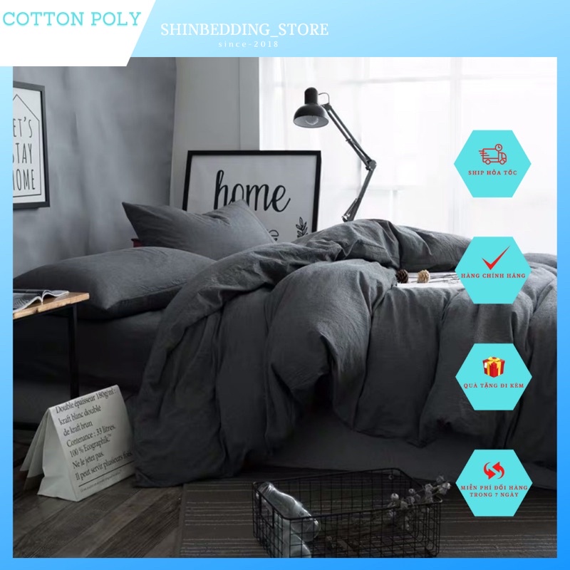 Set Chăn Ga Cotton Tc ghi đen Mềm Mịn Cực Sang Chảnh _Shinbedding_