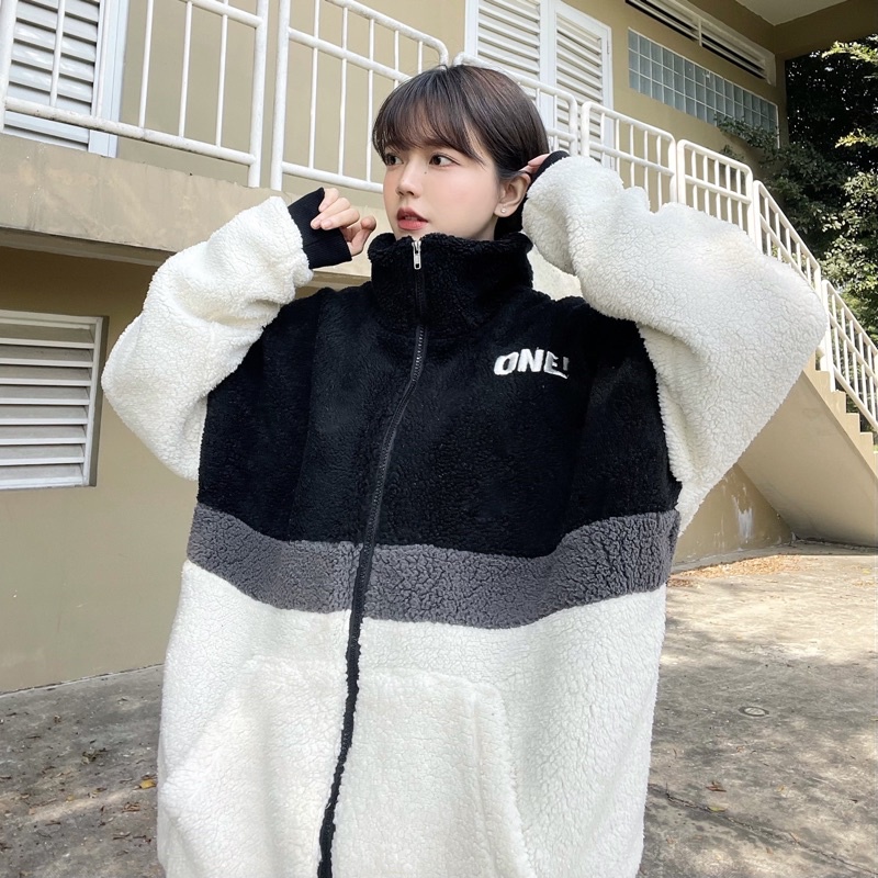 FLEEC JACKET - Áo khoác lông phối màu
