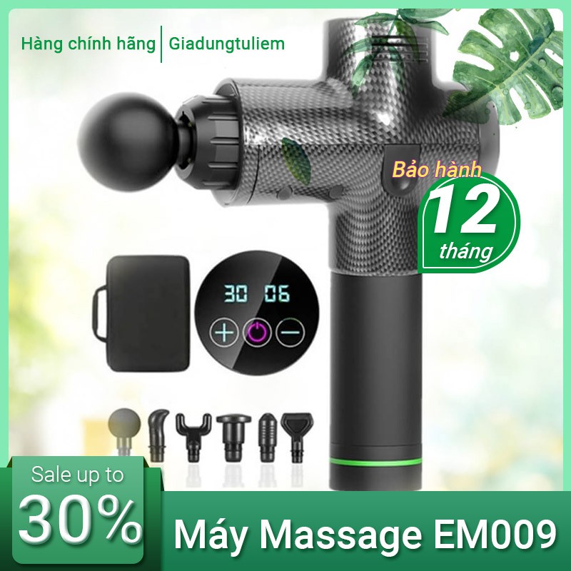 Súng massage cầm tay 6 đầu 30 cấp độ trị đau nhức toàn thân hiệu quả, máy massage cổ vai gáy kèm 6 đầu mát xa chuyên sâu