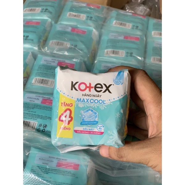 Combo 8 Gói Băng Vệ Sinh Kotex Hàng Ngày Cool siêu mỏng  Mỗi Gói 20 Miếng- Date mới