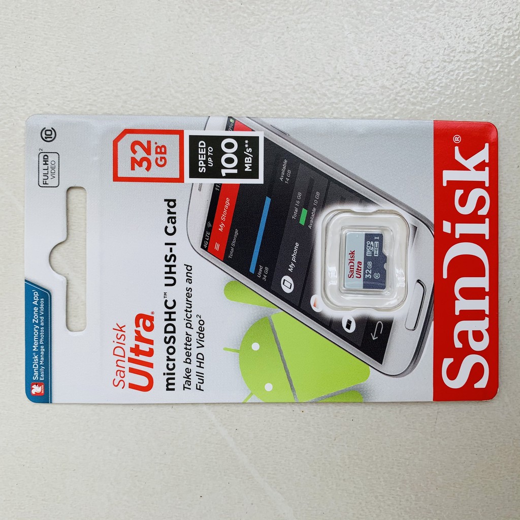 Thẻ nhớ 32GB Sandisk MicroSDXC Ultra 100MB/s Chính hãng FPT Phân Phối