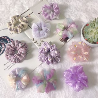 Buộc tóc scrunchies tone màu tím