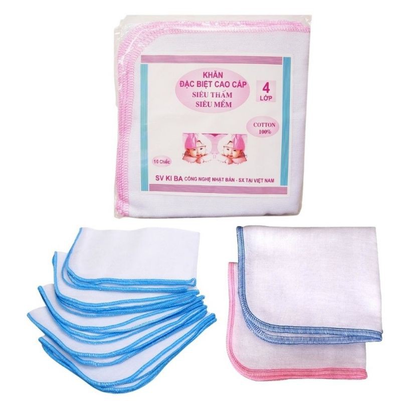 Set 5 khăn xô sữa Kiba siêu thấm, siêu mềm 2 lớp 4 lớp