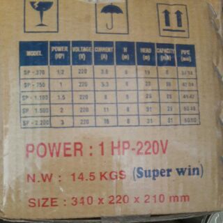 Máy bơm (Tân Hoàn Cầu) 1.0 Hp đến 2.0 Hp (1 đến 2 ngựa)