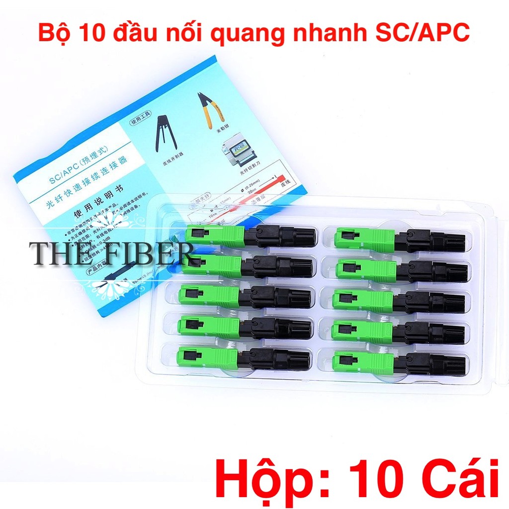 [105k]Hộp 10 bộ đầu kết nối quang nhanh SC/APC Fast Connector