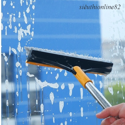 Chổi chà sàn nhà tắm thông minh cán chổi nhôm hợp kim thiết kế đầu gạt nước và đầu chổi xoay 120 độ cọ sạch mọi vết bẩn